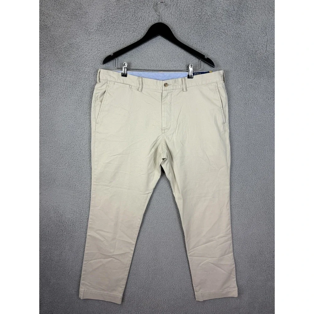 Polo Ralph Lauren Pants Mens 38x30 Beige Slim Tapered Stretch Chino Casual Mens